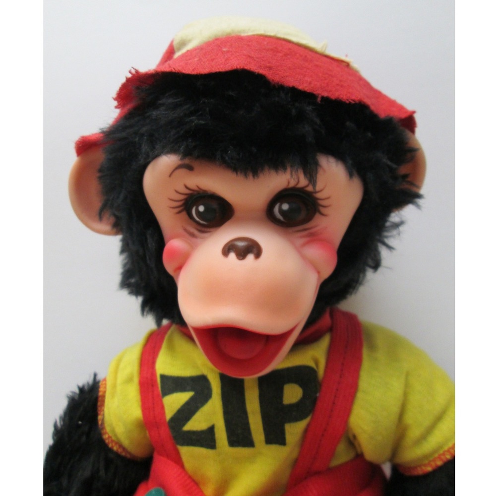Vintage Rushton Zip Monkey Rubber Face Doll Plush 1950s Rare Collector Toy Red